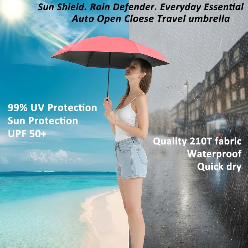 BAODINI Small UV Protection Travel Umbrella Compact for Rain and Sun UPF 50+ Windproof Portable 42 inch Umbrella for Women and Men - Image 2